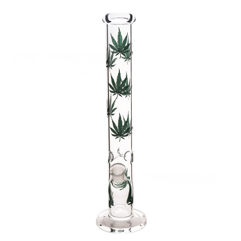 Glass Bong with Green Leaves Type Water Pipe Smoking Oil Burner