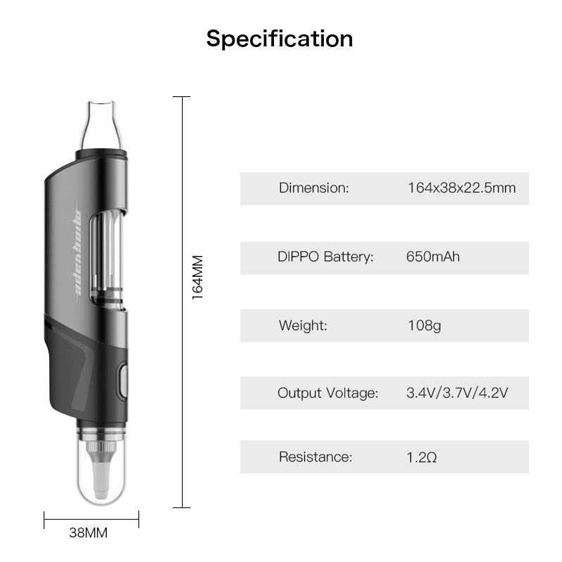 mingvape dippo wax pen vaporizer black with specifications