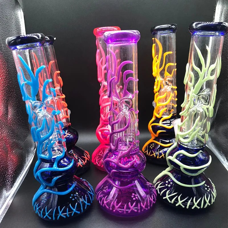 Luminous Hand Painted Bong Glow in Dark Smoking Water Pipes