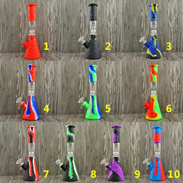 Glass Silicone Bong | Smoke Water Pipe Portable