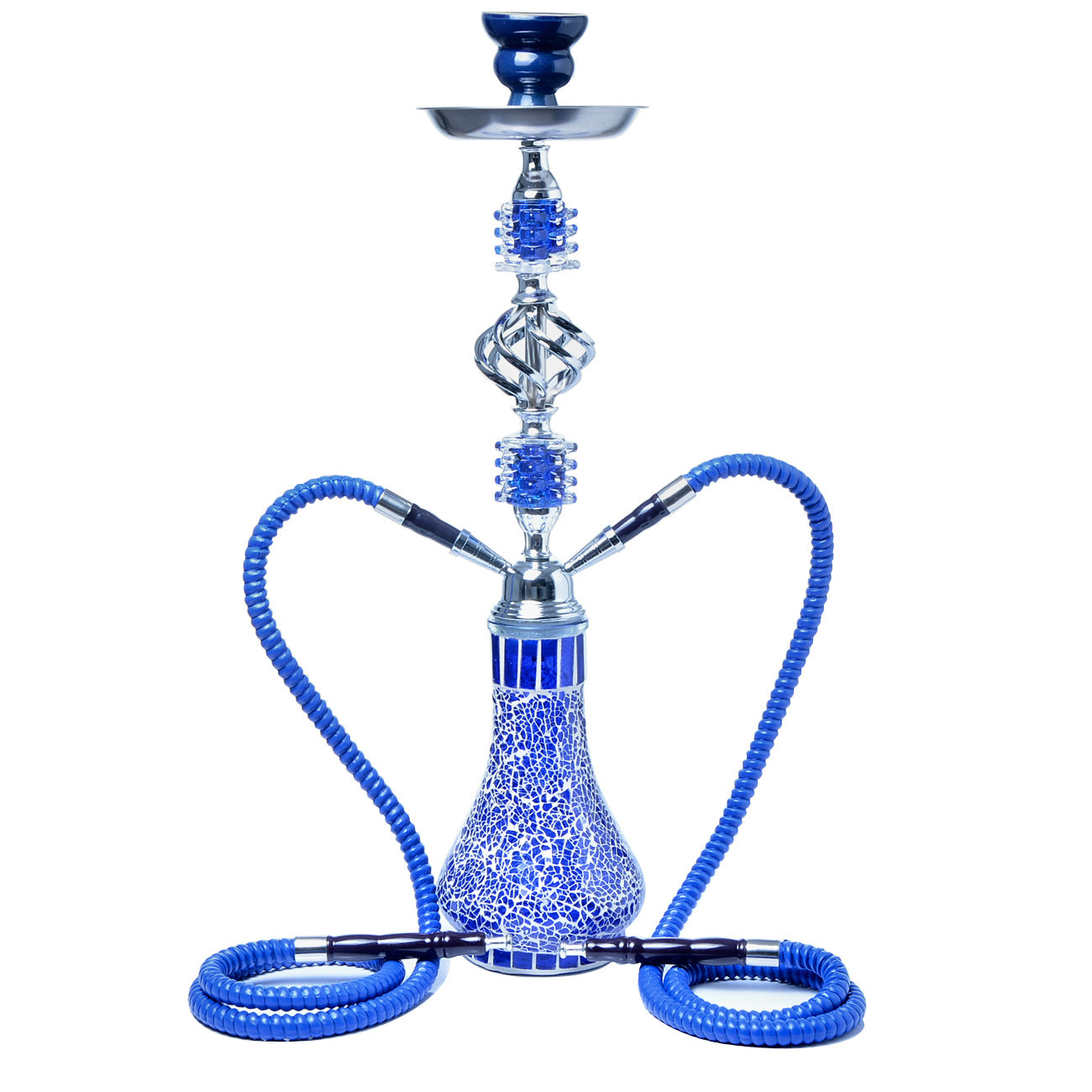 Arabian Hookah Glass Double Pipe Two Hose Shisha Set