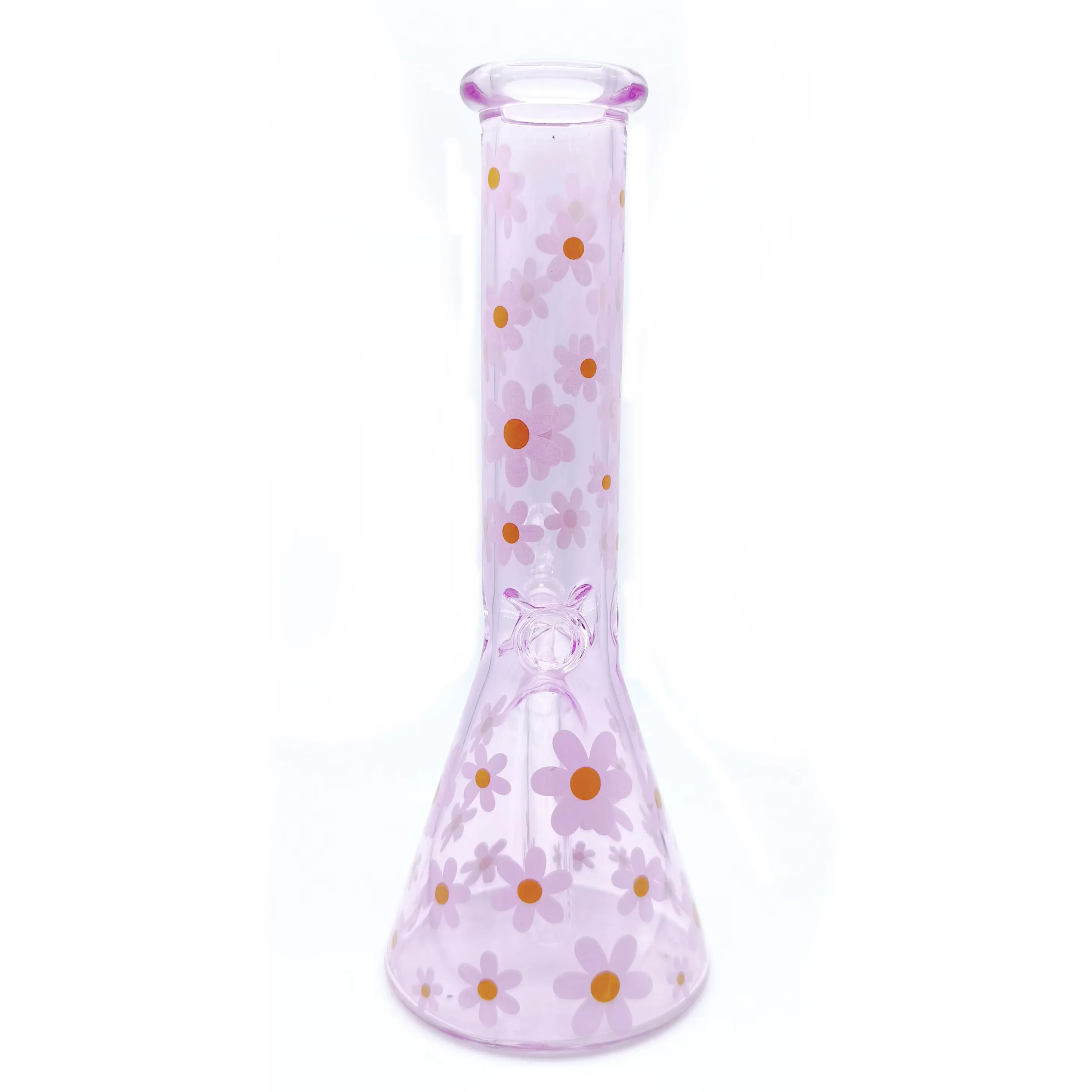 Glass Vase Beaker Bong Daisy Flower Water Pipe 10 Inch with 14mm Bowl