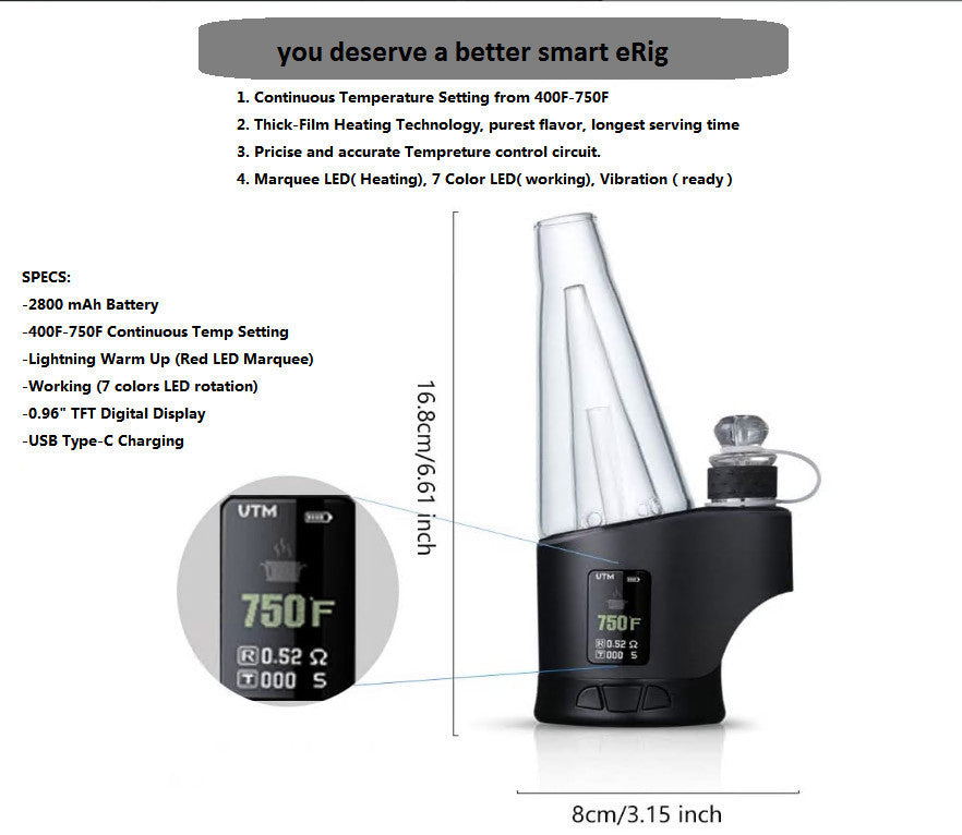 hato h2 electric dab rig black with 2800mah battery with specifications