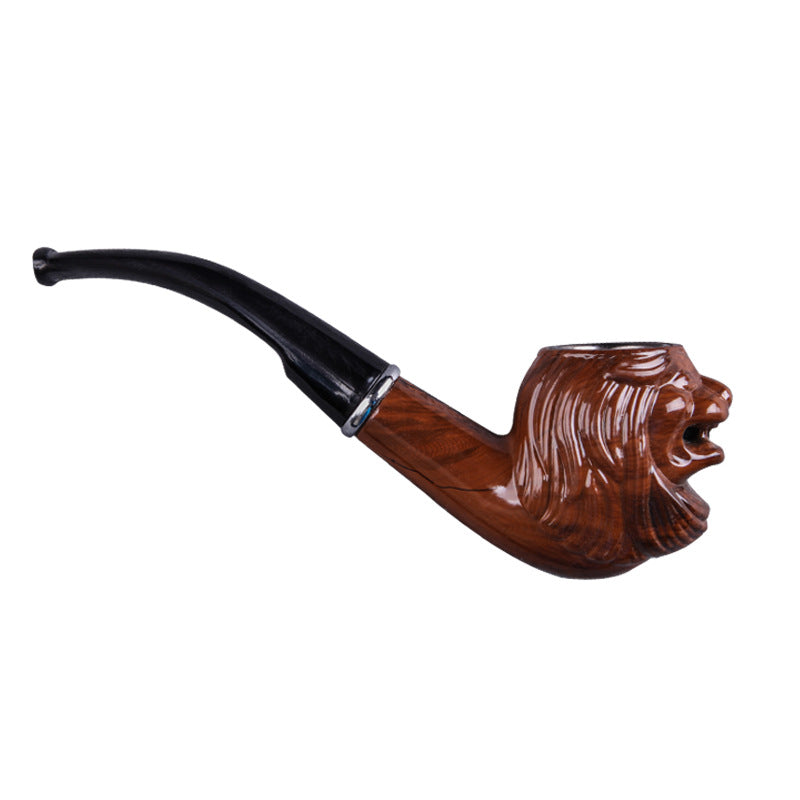 Creative Lion Head Shape Resin Pipe Tobacco Pipe Easy Cleaning Portable