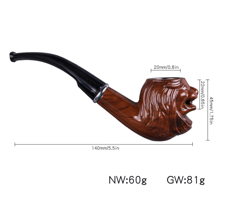 Creative Lion Head Shape Resin Pipe Tobacco Pipe Easy Cleaning Portable