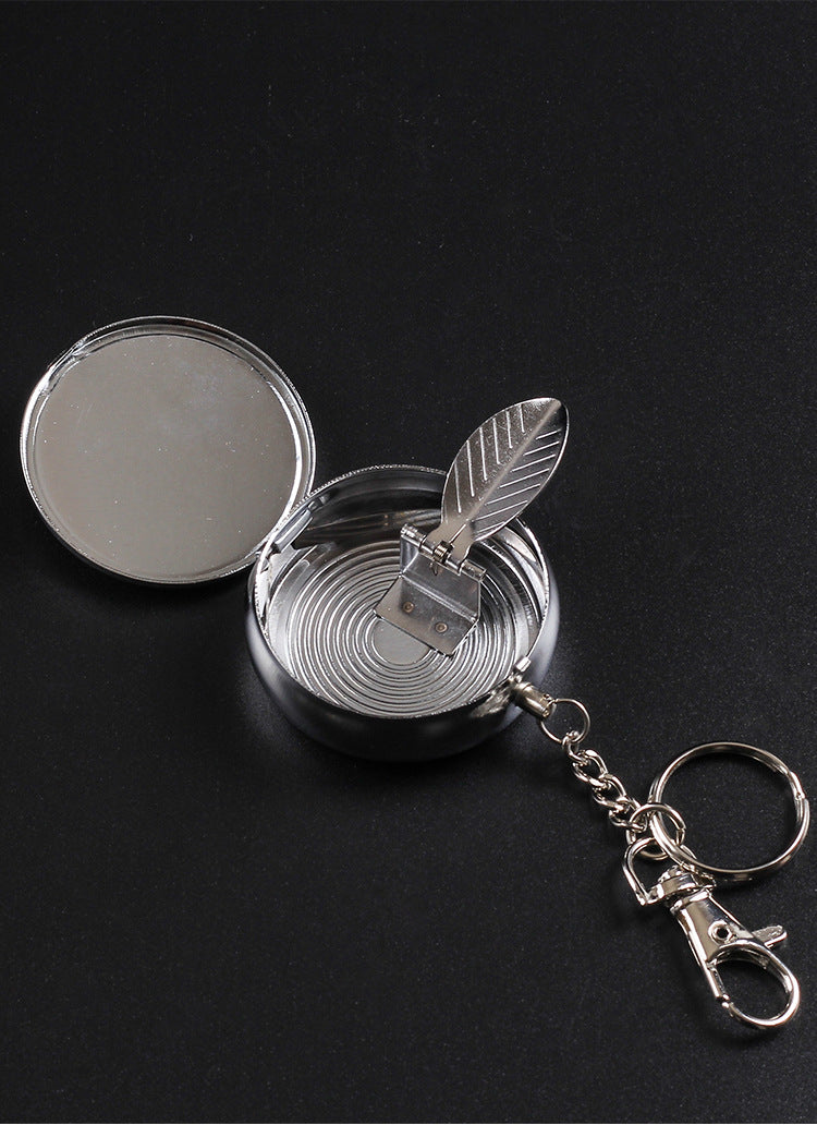 Mini Portable Ashtray Cigarette Keychain Carry on Outdoor Pocket Ash Box with Cover