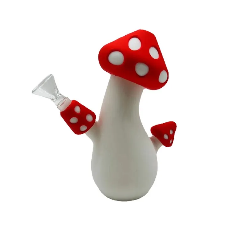 Silicone Mushroom Bong with 14mm Glass Bowl Smoking Pipes