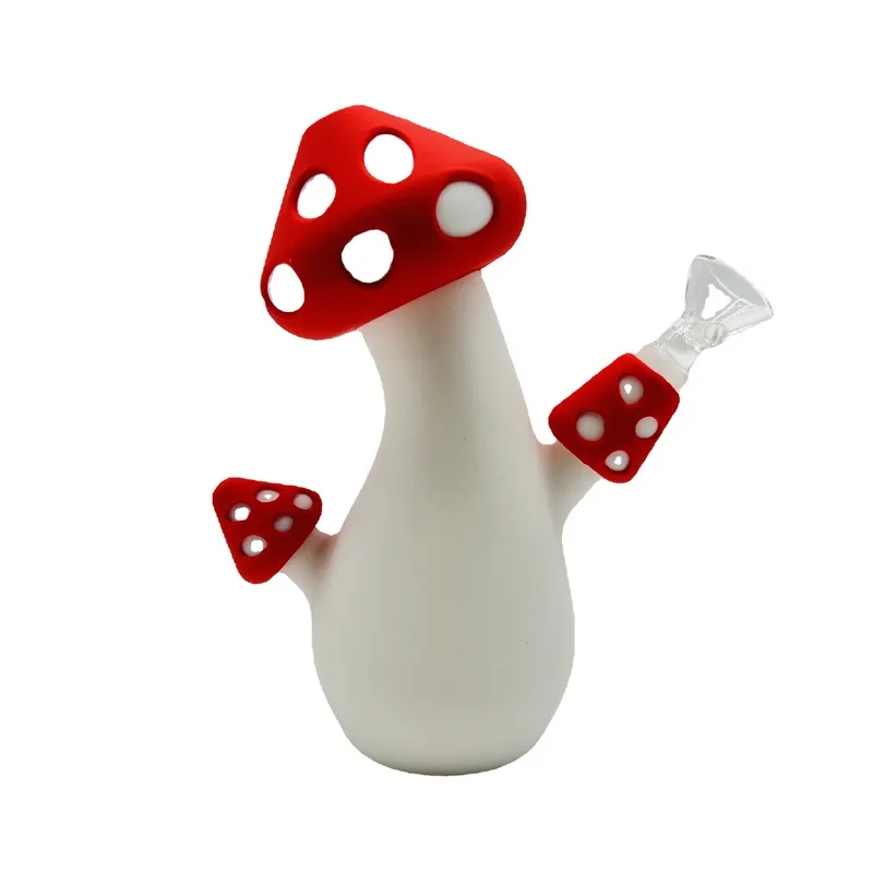 Silicone Mushroom Bong with 14mm Glass Bowl Smoking Pipes
