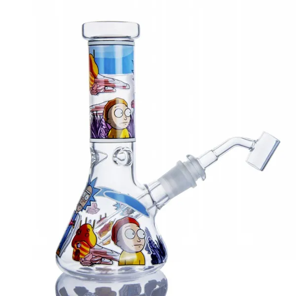 Glass Bong Recycler Tube Hand Water Pipe with 14mm Bowl
