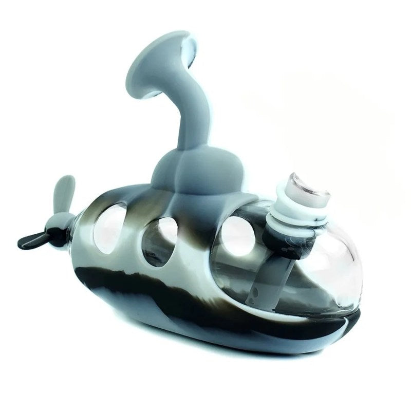 Submarine Water Pipe Mini Bong with Silicone Glass Bowl Portable